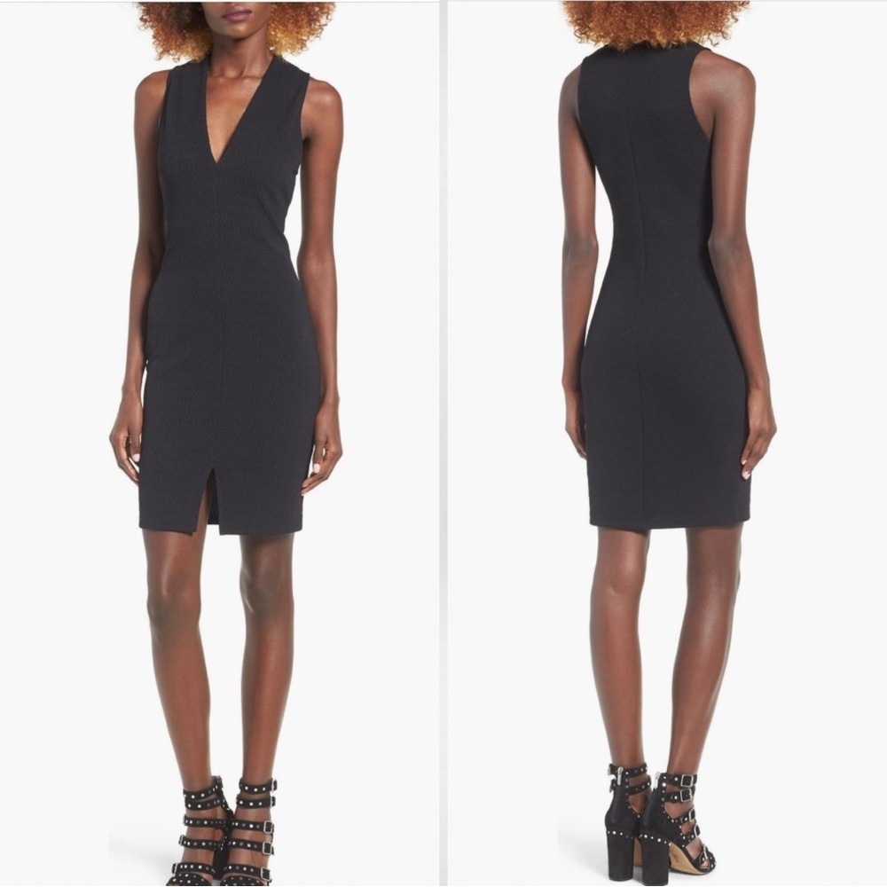 ASTR THE LABEL | Textured Body Con Dress Black Midi Size Small